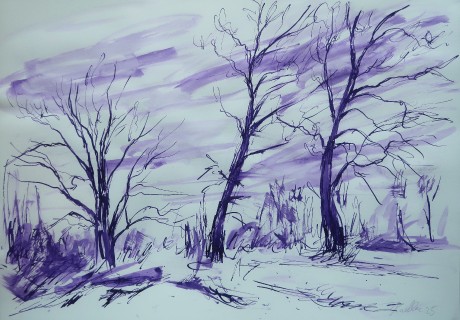 Trees in the wind (30x42 cm)