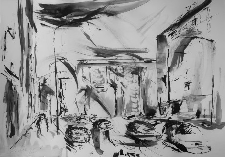 Cars in Dejvice (30x42 cm)