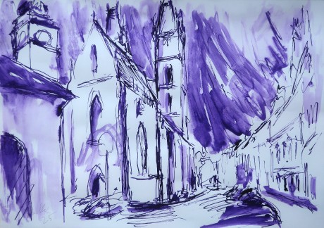 Behind the Church of the Holy Spirit(30x42 cm)