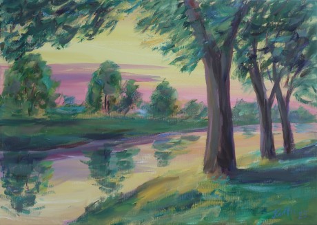 River Orlice in the morning(50x70 cm)