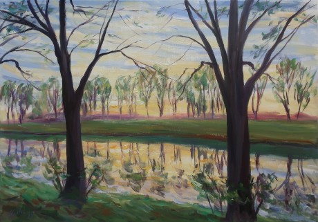 Trees on the riverbank (80x100 cm)