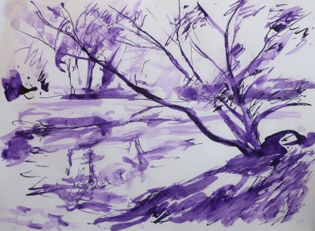  Bushes by the river (30x42 cm)