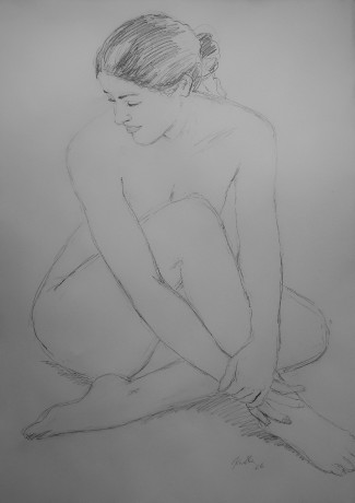 Sitting nude girl (84x59 cm)