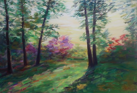 Spring morning in the park (90x130 cm)