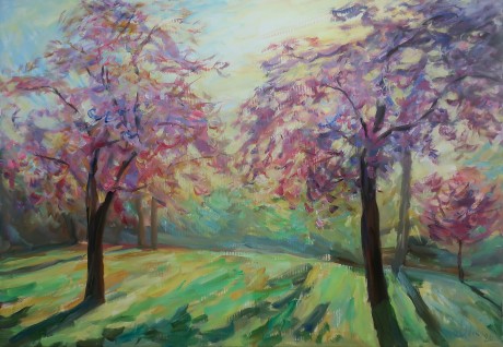 Blossoming cherries (90x130 cm)