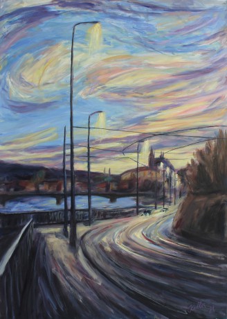 Waterfront under Letná (100x140 cm)