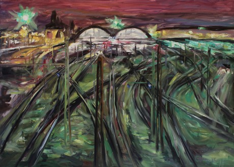 Spleť kolejí před hlavním nádraží (140x100 cm)