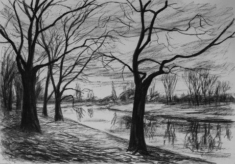 Trees by the river (59x84 cm)