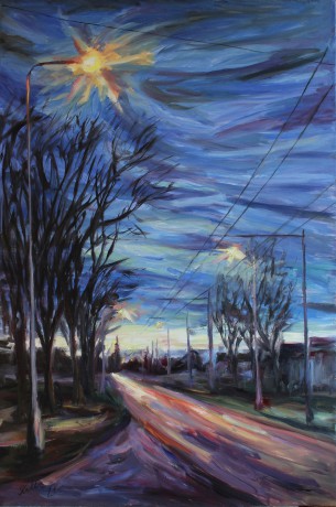 Road in the early morning (120x80 cm)