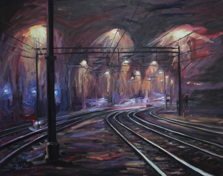 Noční trať (100x80 cm)