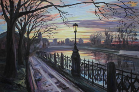 A lantern on the waterfront(100x150 cm)