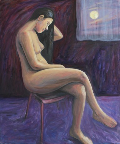 Girl and the Moon (120x100 cm)