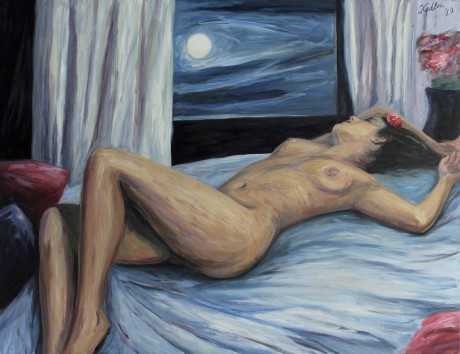 Girl and the Moon (100x130 cm)