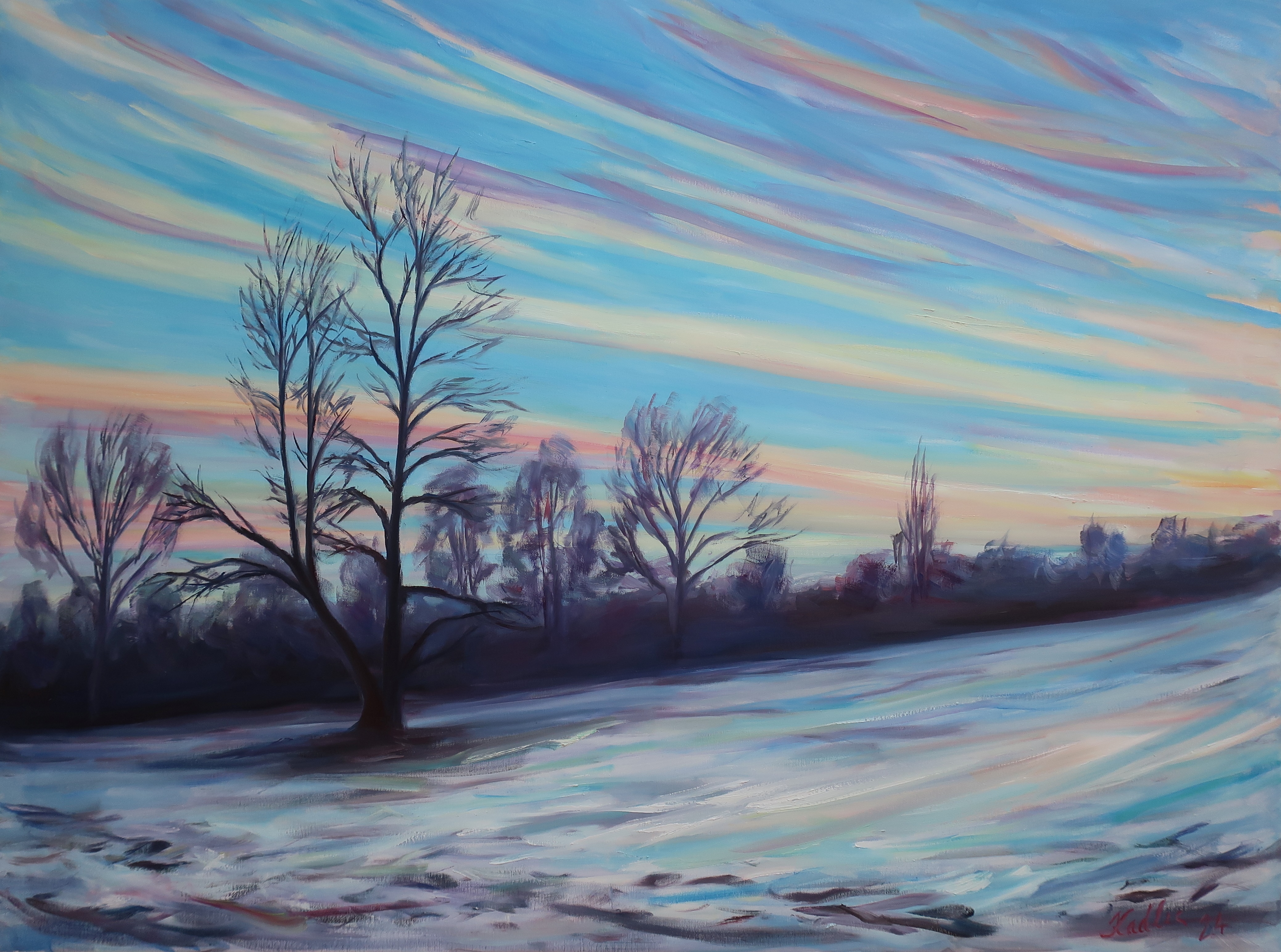 Cáry oblohy nad zimní krajinou (90x120 cm)