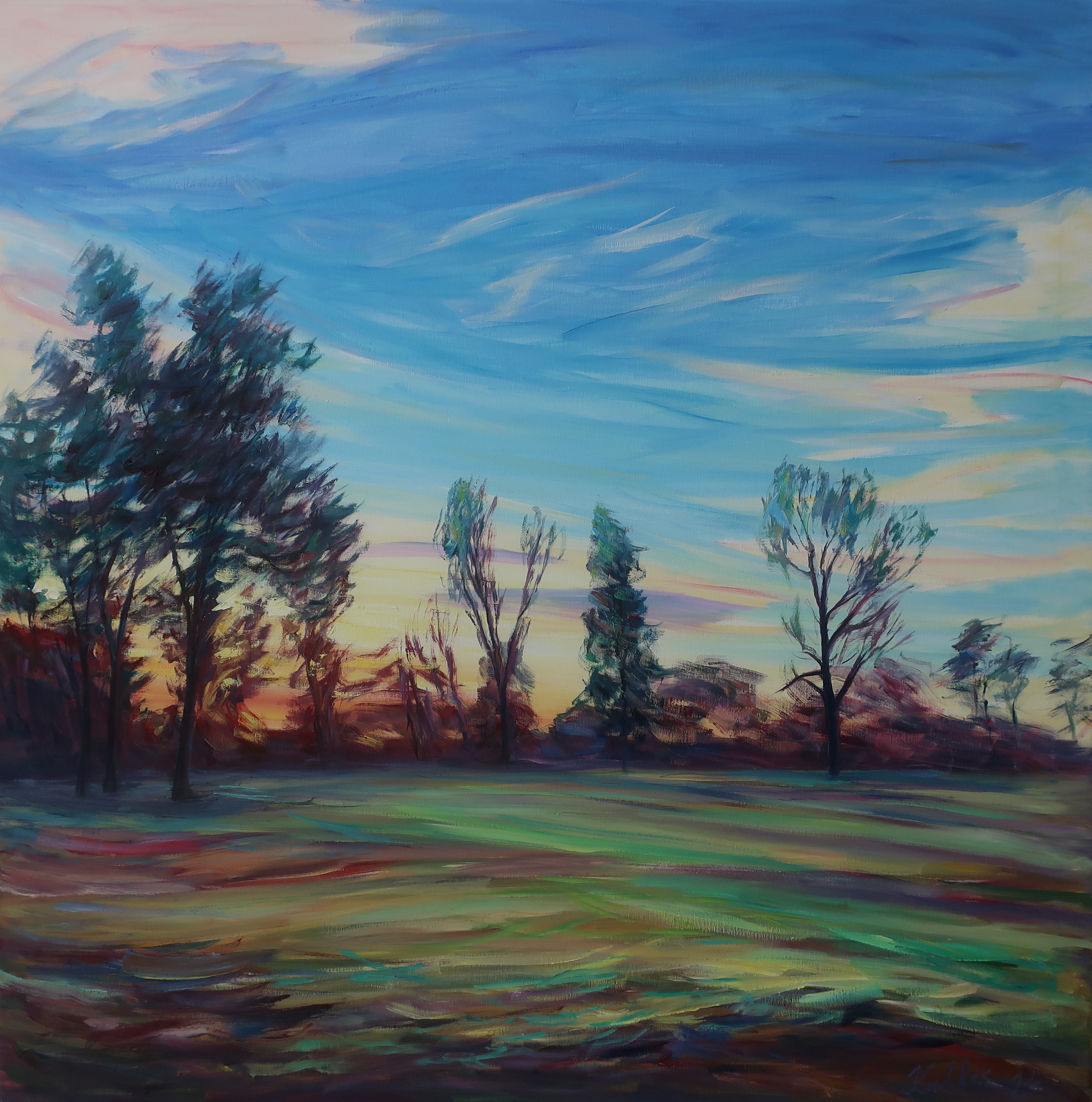 Večerní krajina (100x100 cm)