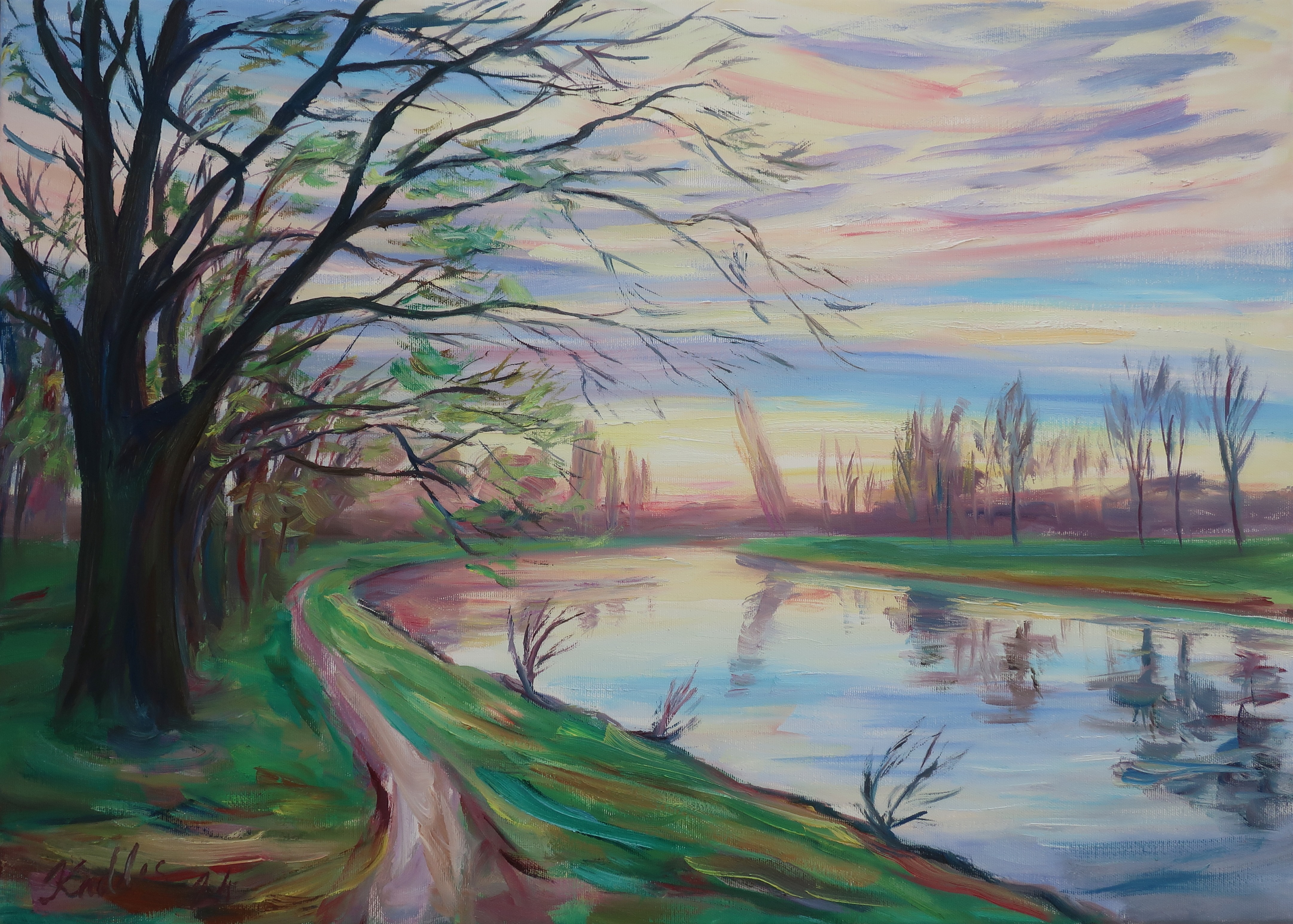 Elbe in spring time (50x70 cm)