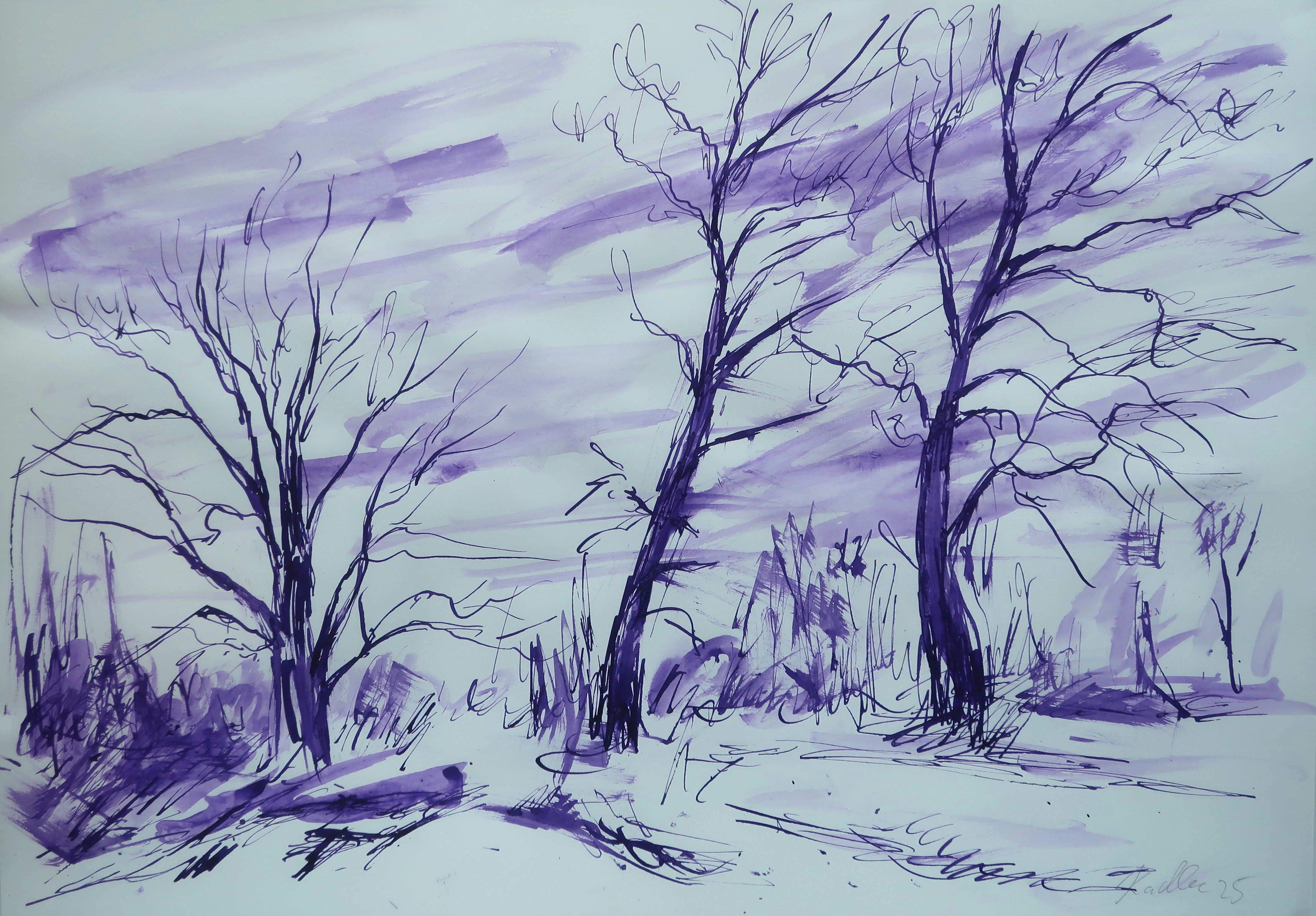 Stromy ve větru (30x42 cm)