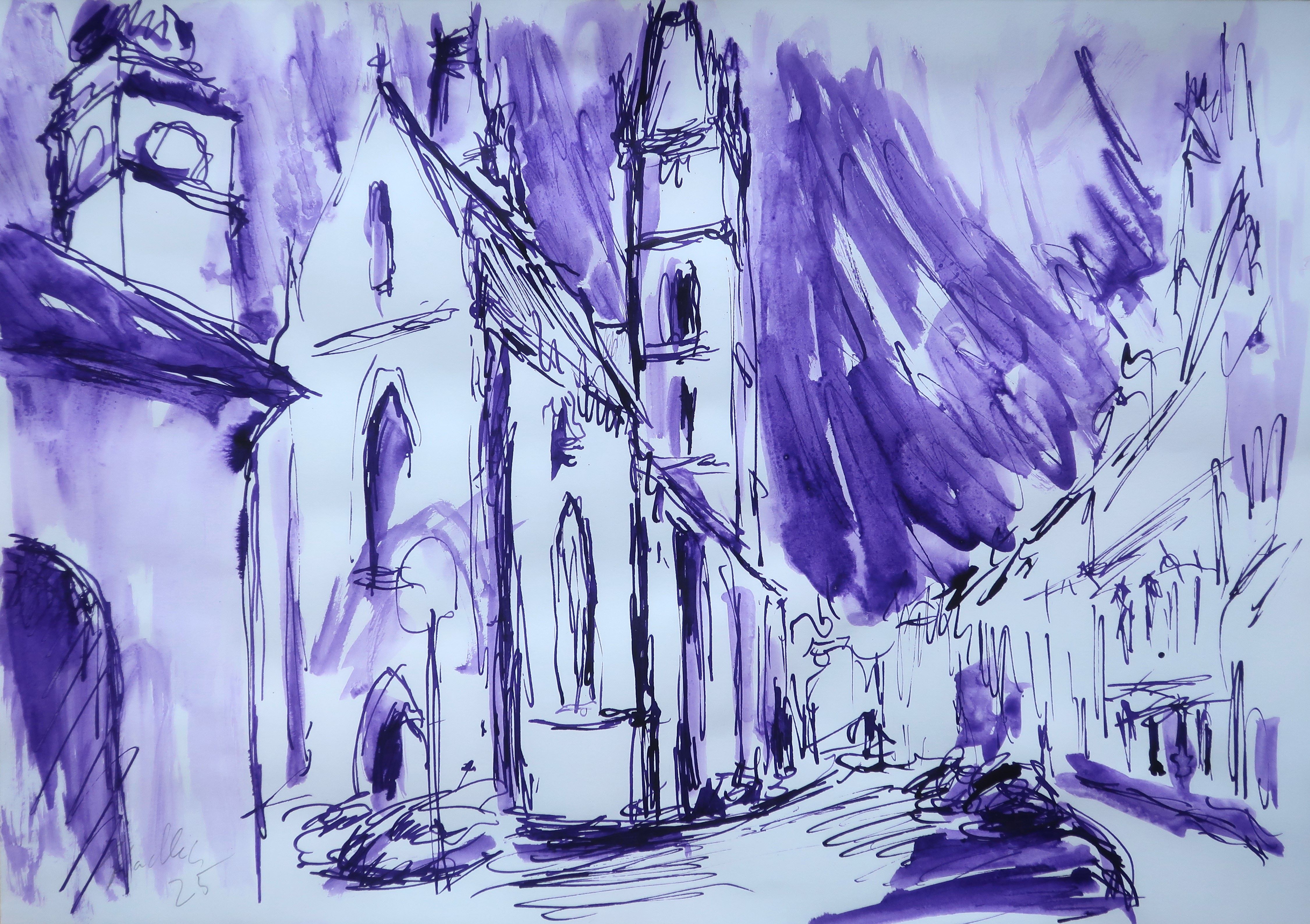 Behind the Church of the Holy Spirit(30x42 cm)
