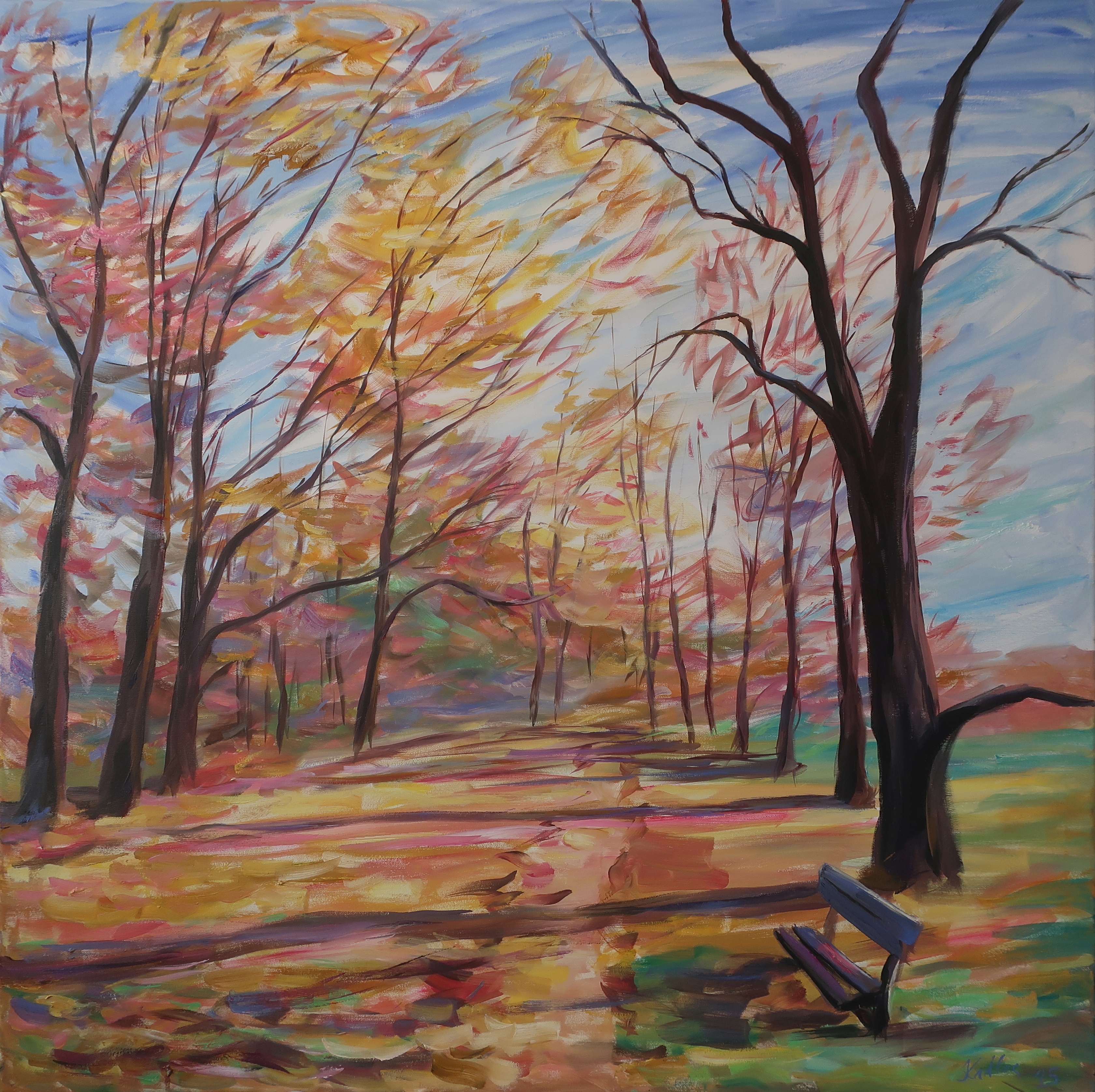 Podzimní cesta (120x120 cm)