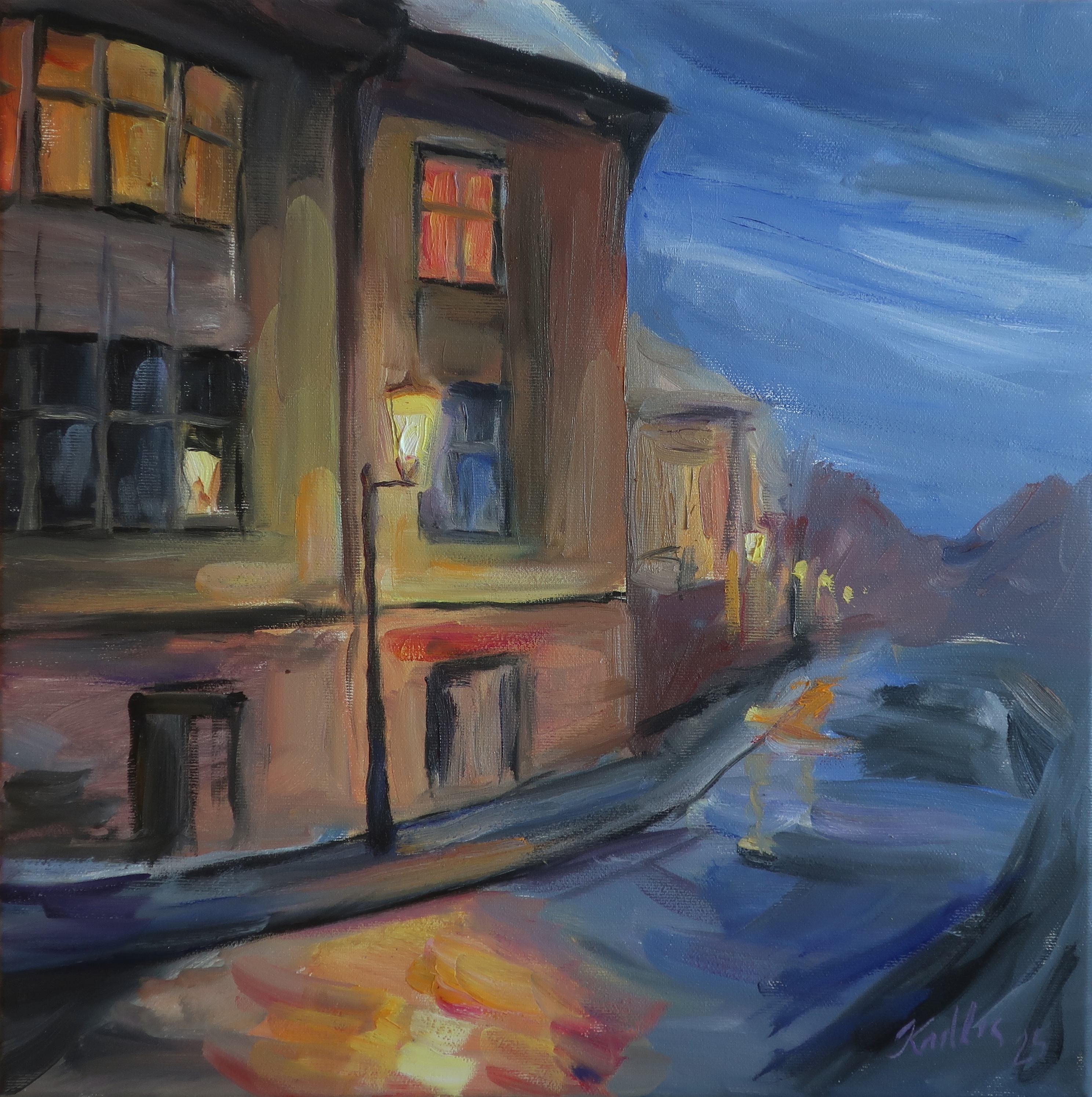 Odraz lucerny v okně (40x40 cm)