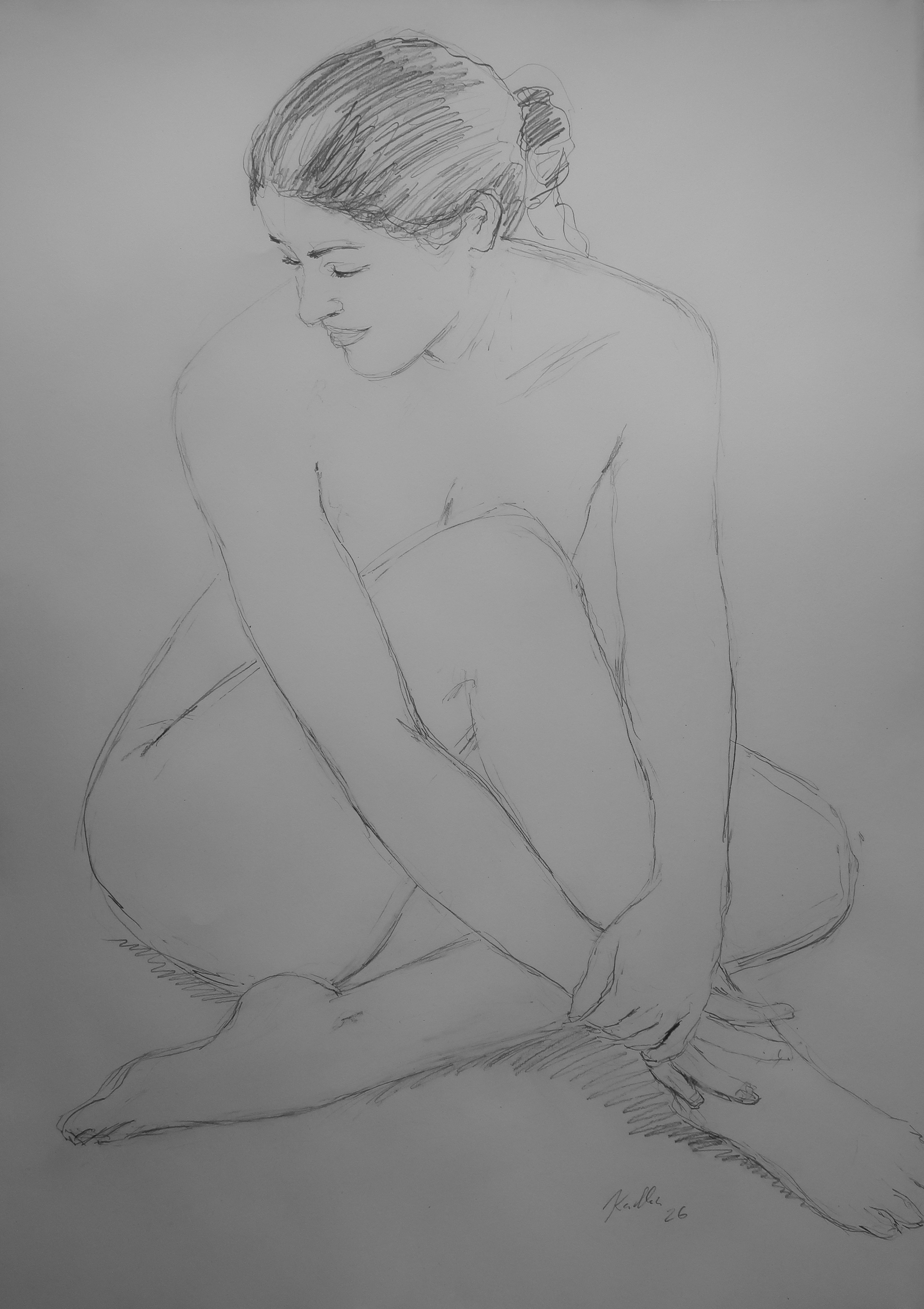 Sitting nude girl (84x59 cm)