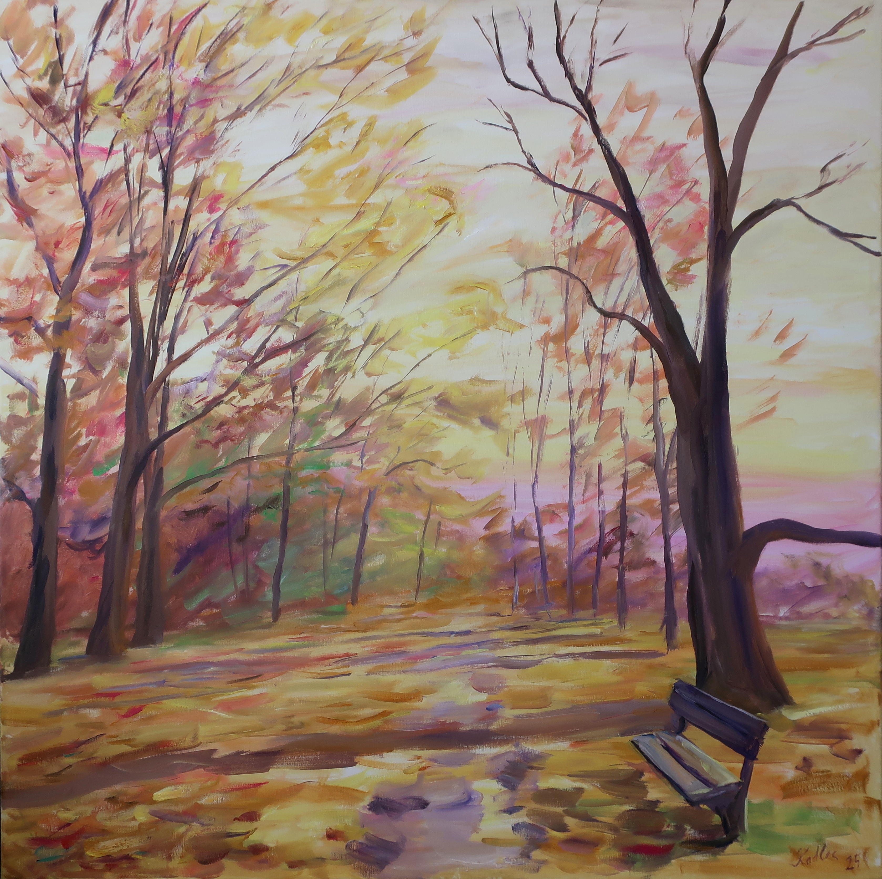 Autumn path (120x120 cm)