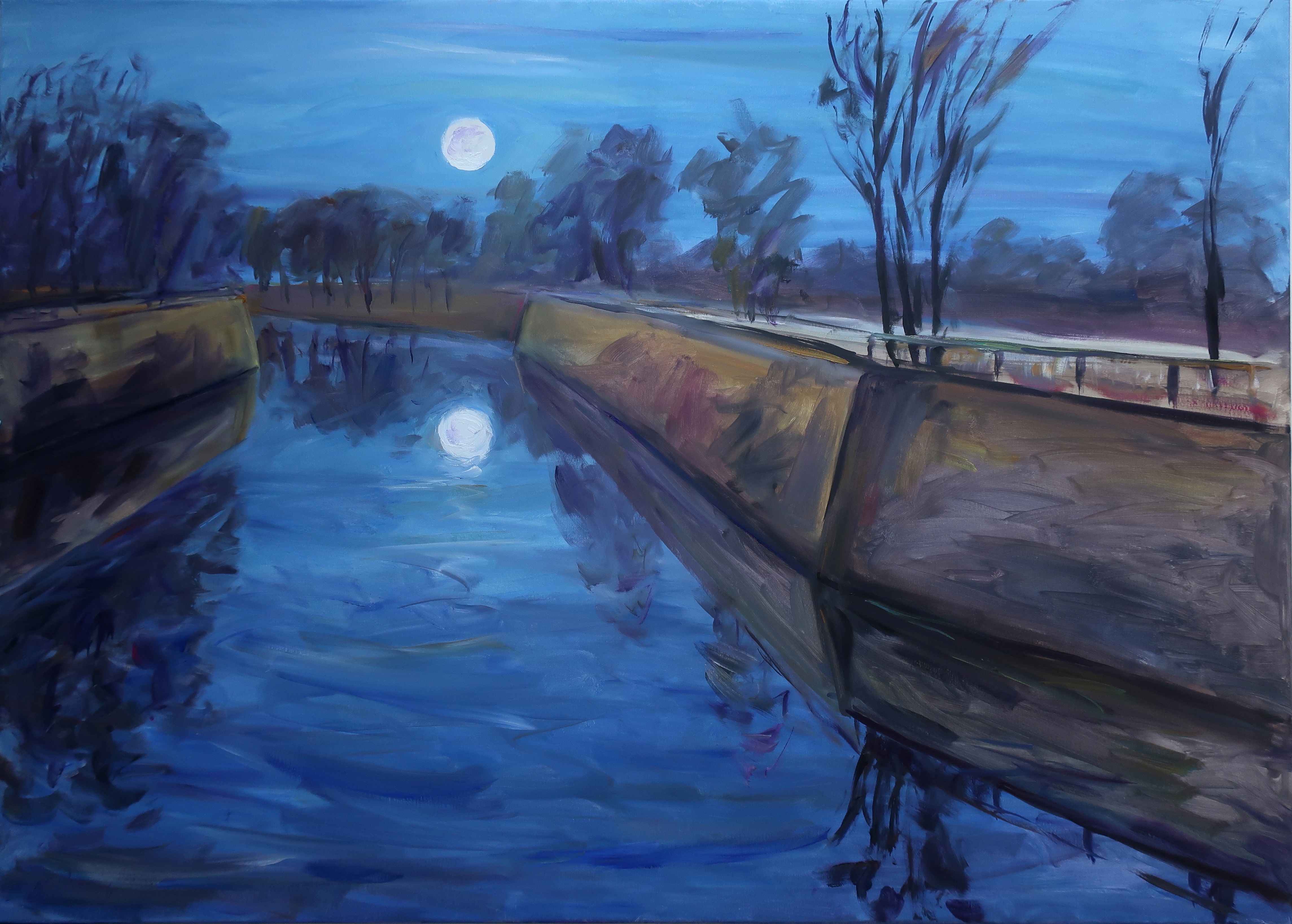 Úplněk nad Orlickým nábřežím (100x140 cm)