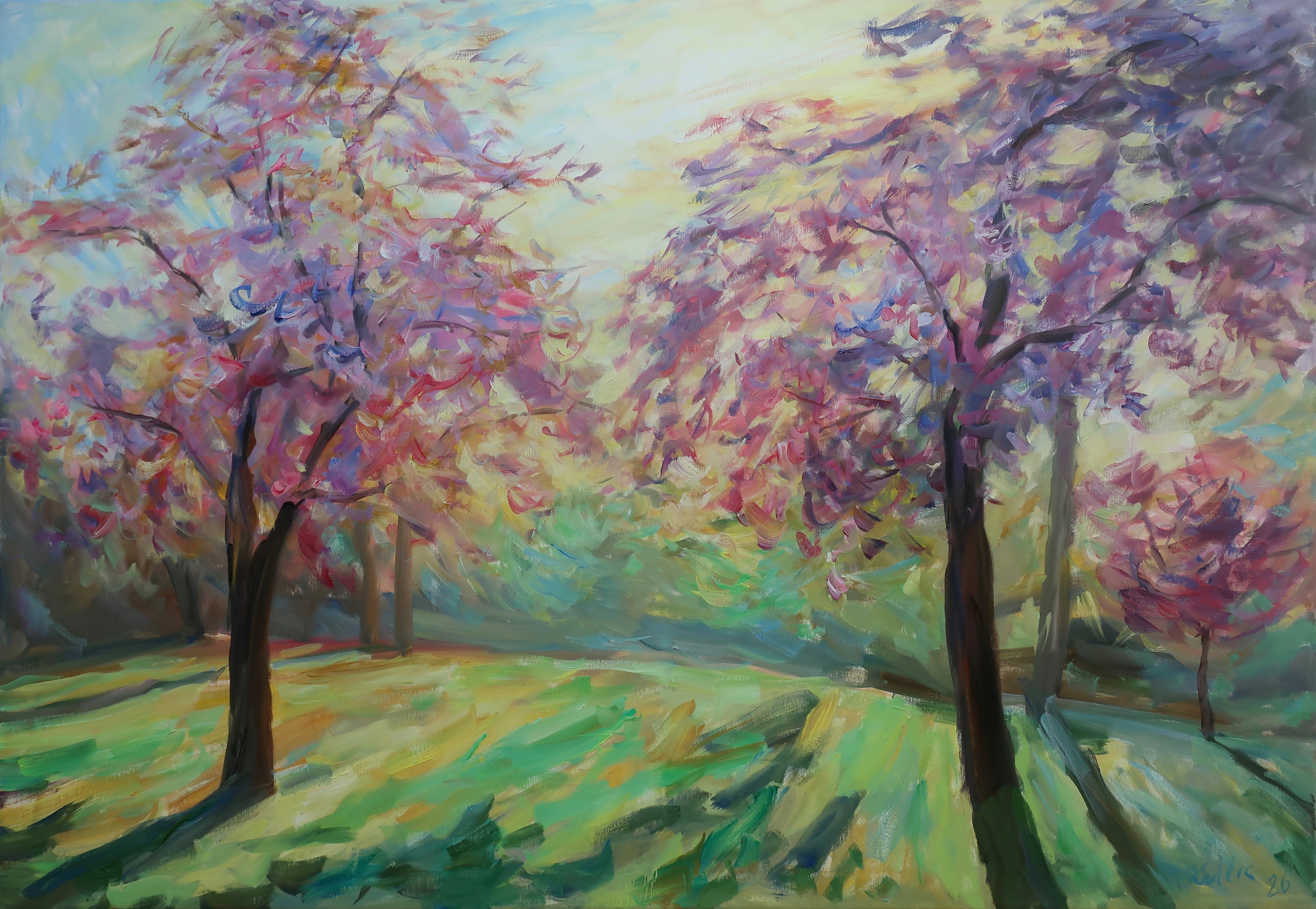 Blossoming cherries (90x130 cm)
