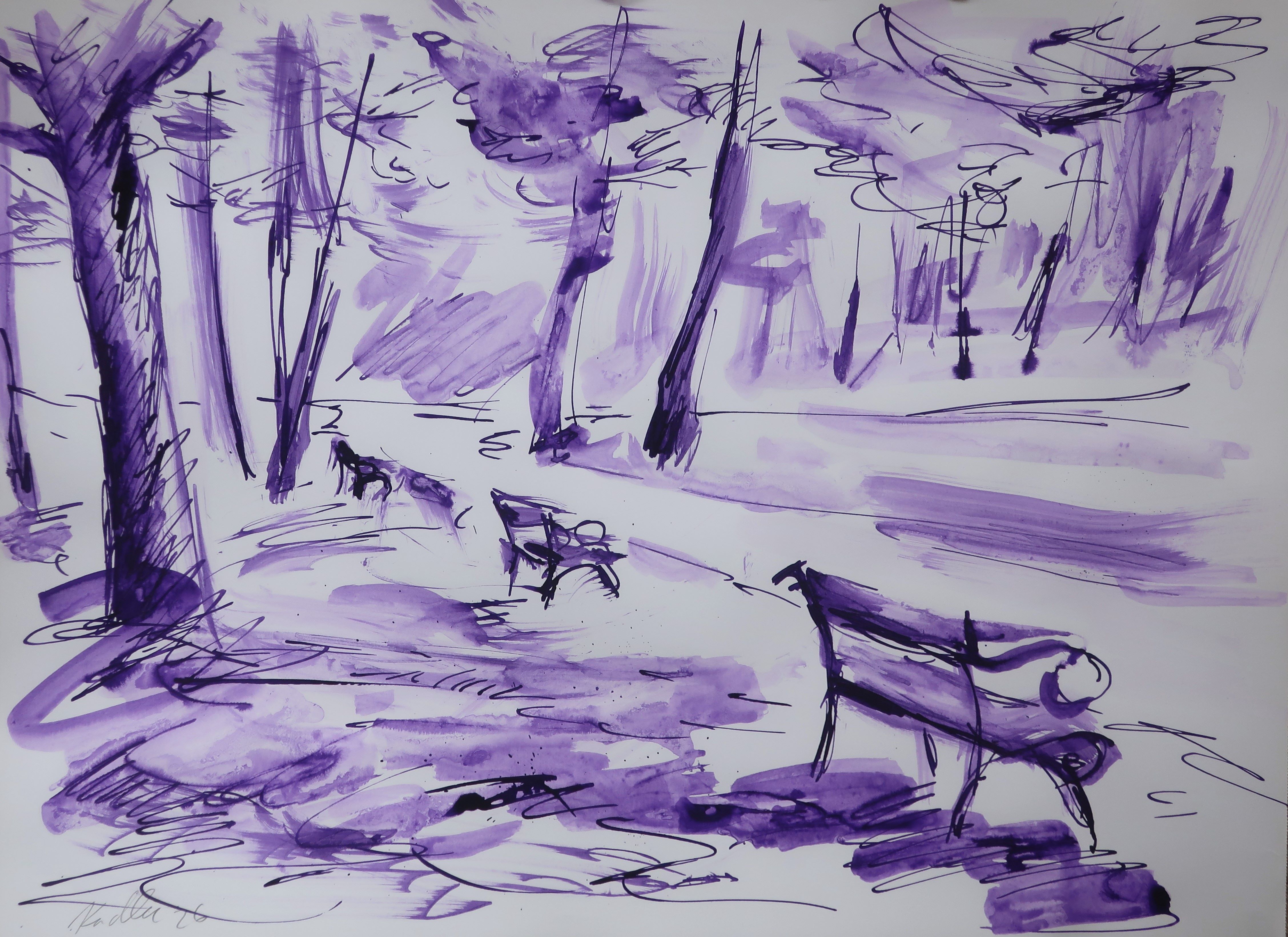 Lavičky v parku (30x42 cm)