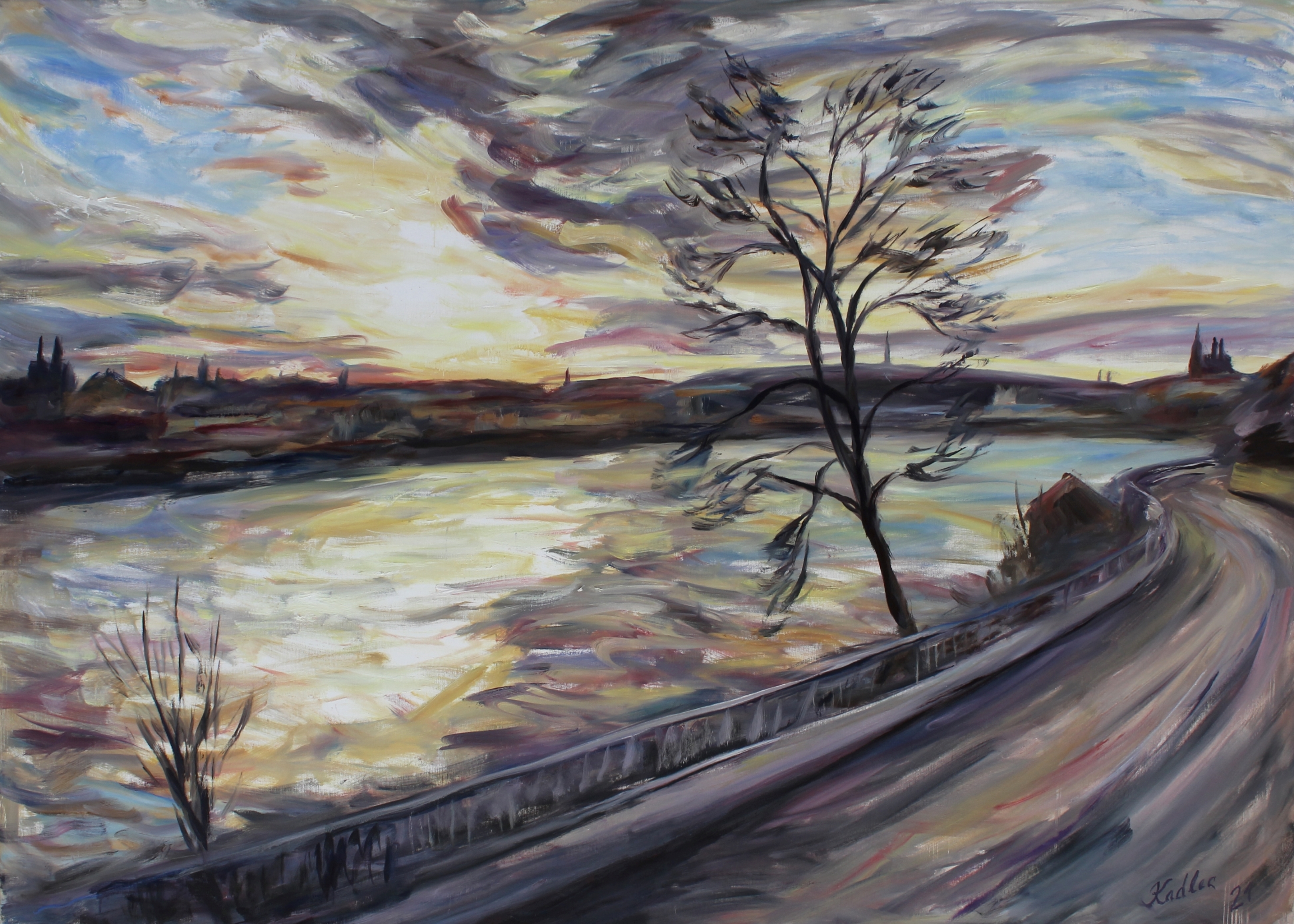 Clouds above the Vltava (100x140 cm)