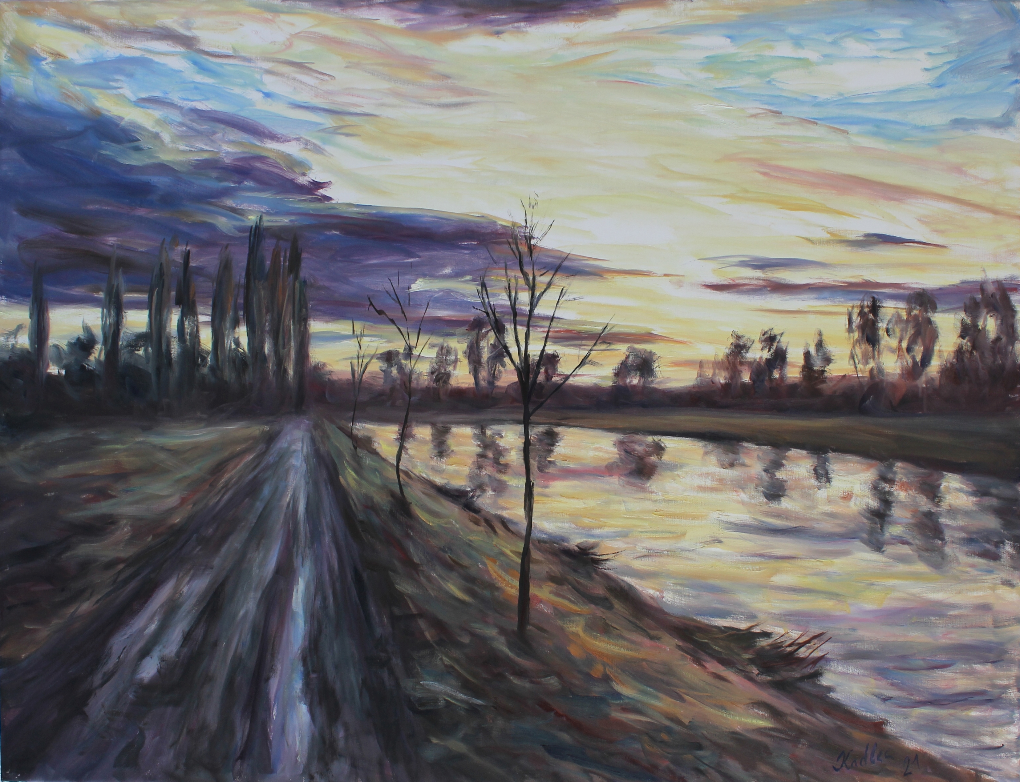 Evening by the Elbe (130x100 cm)