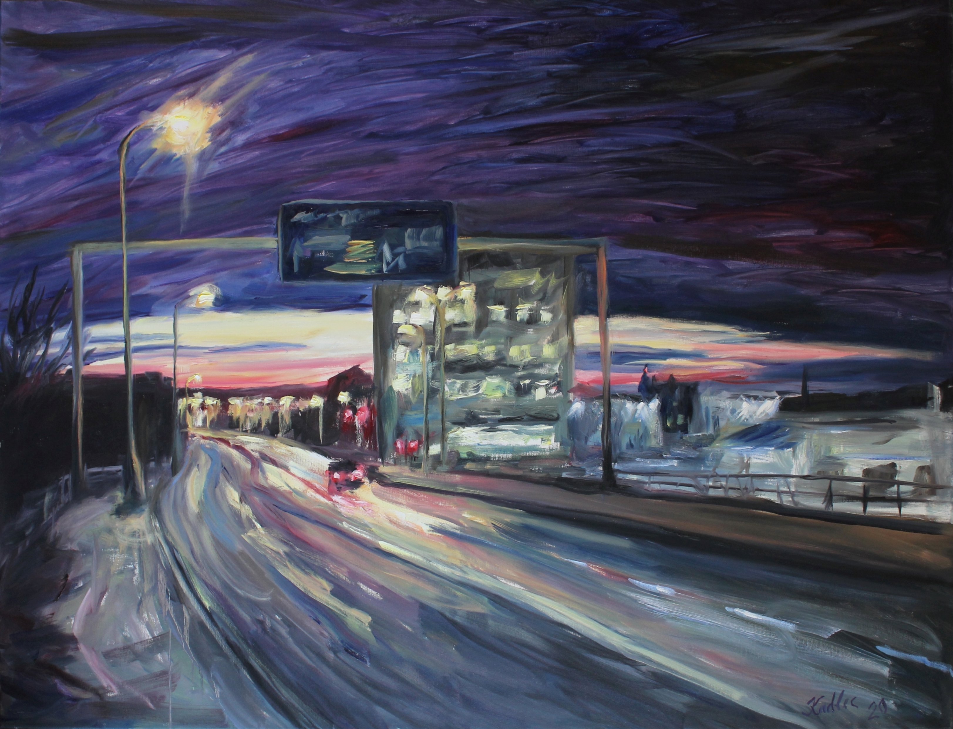 Road in the early morning (100x130 cm)