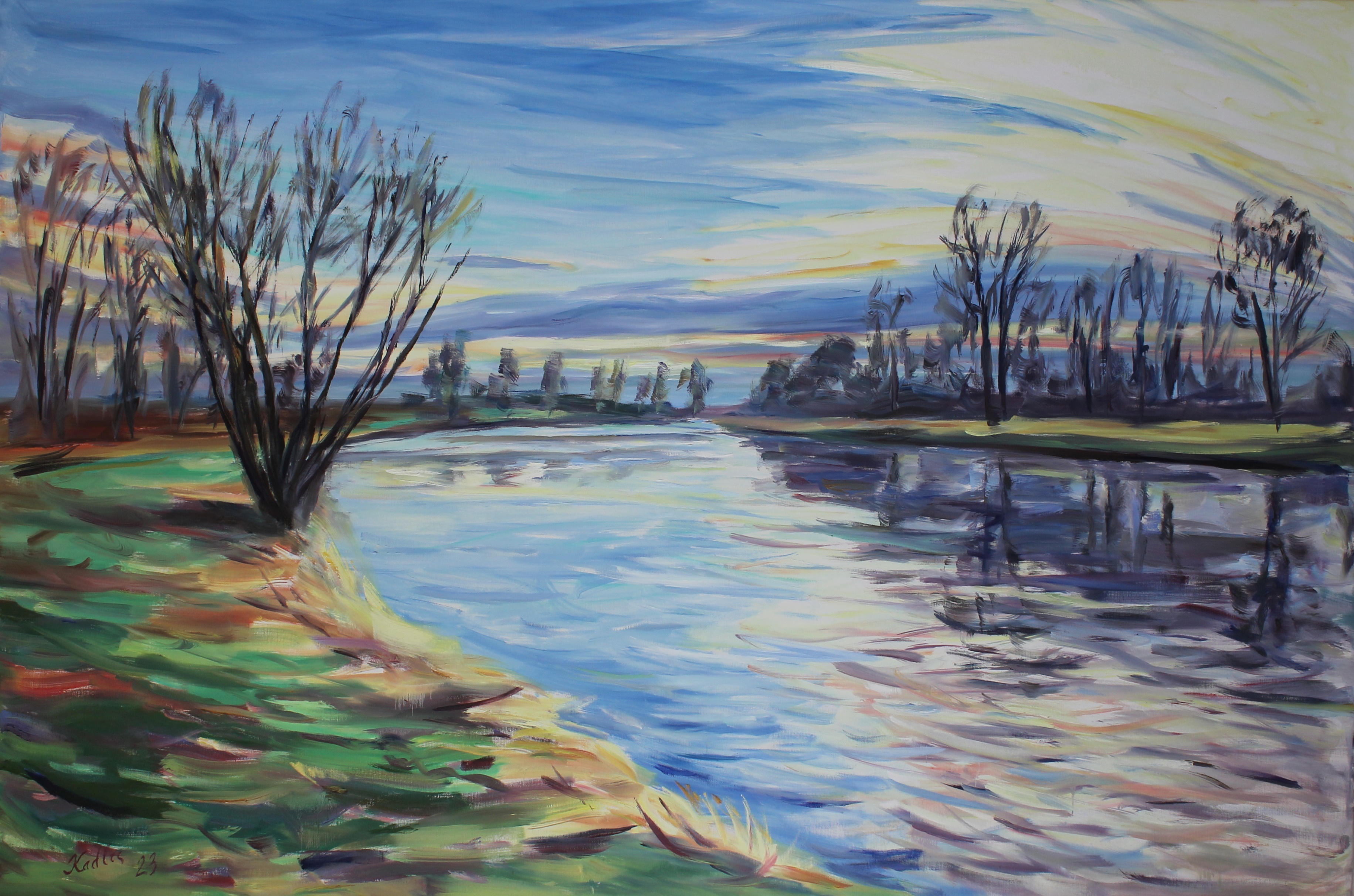 Elbe in the early spring (100x150 cm)